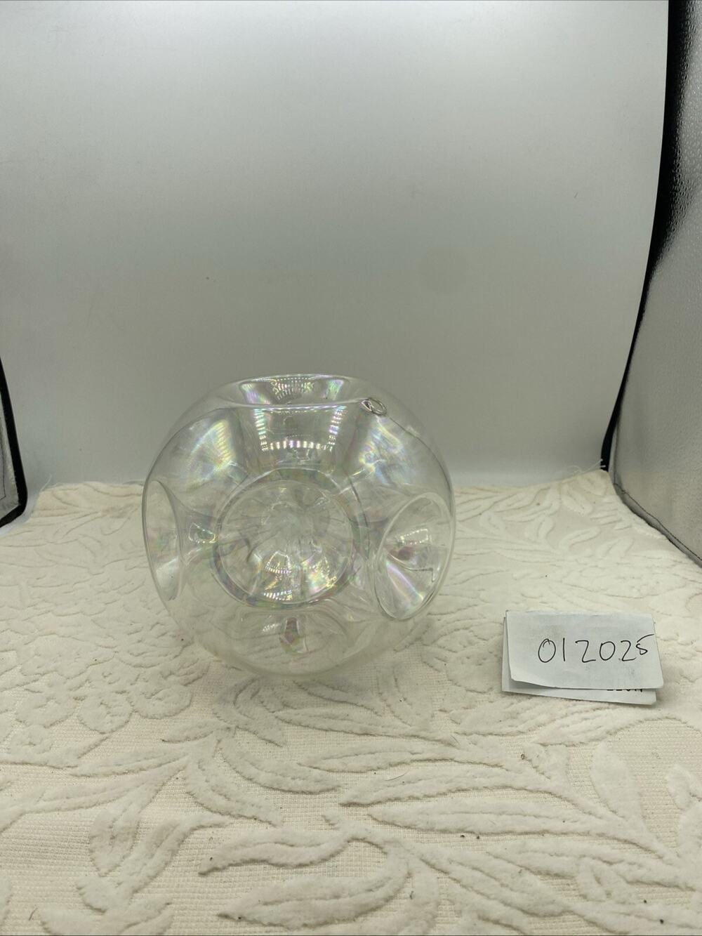 Iridescent art glass Candle Holder 6 Inches By 6 Inches Tall